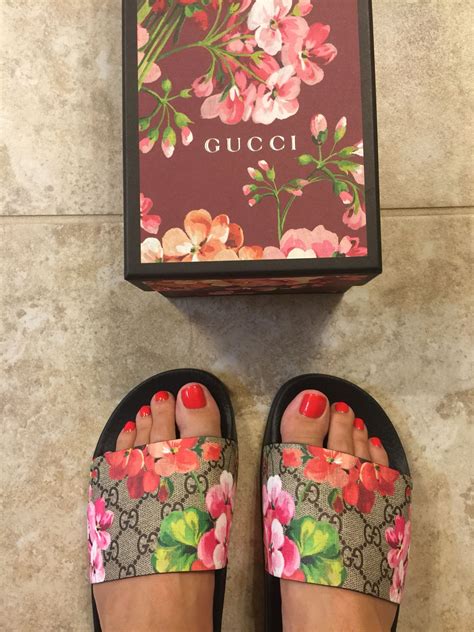 gucci flower print shoes|gucci floral slides outfit.